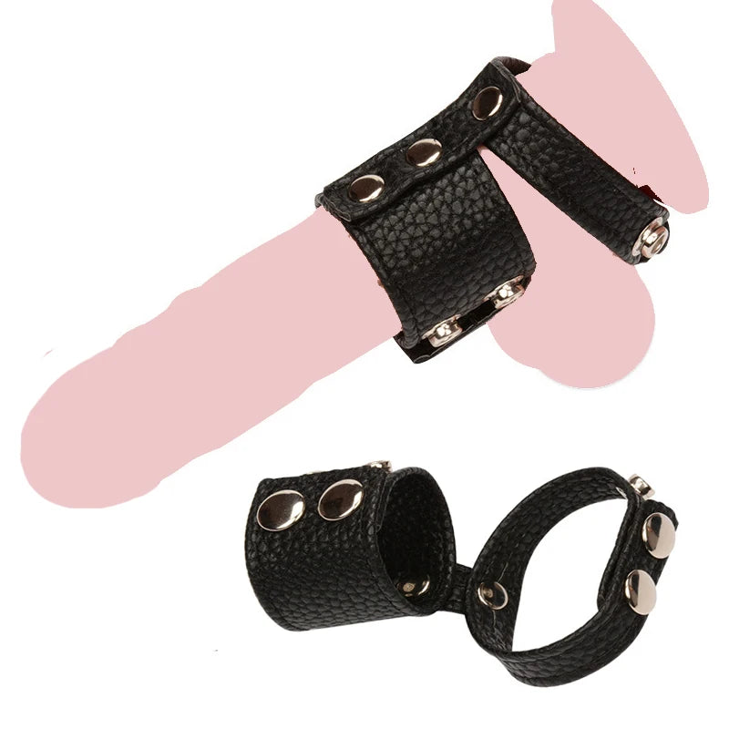 Leather Penis Ring Cock Ring Scrotum Bondage Ring Ball Stretcher for Men Delay Ejaculation Sex Toys Lock Semen Ring Penis Belt